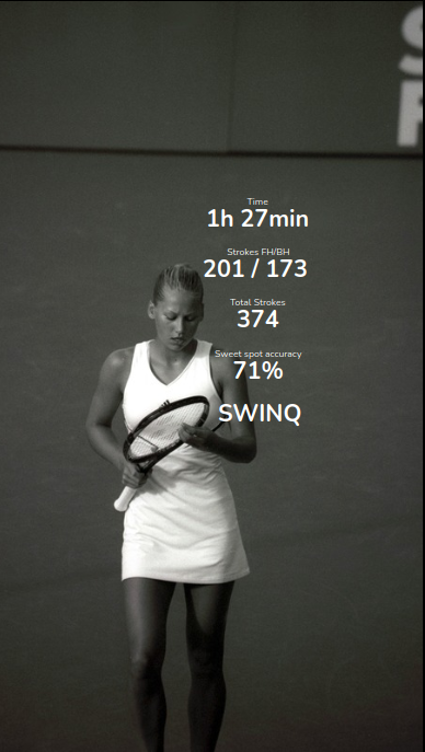 SWINQ stats overlay on tennis player photo
